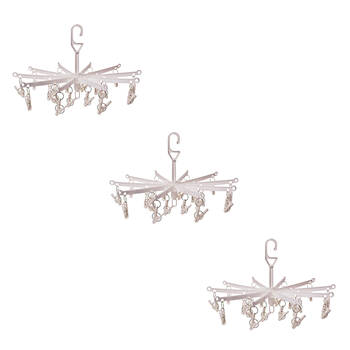 3PK D.line Portable Foldable Hanging Clothes Hook Dryer 20 Pegs