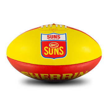 Sherrin AFL Team Leather Football - Gold Coast Suns Size 5 Red & Yellow