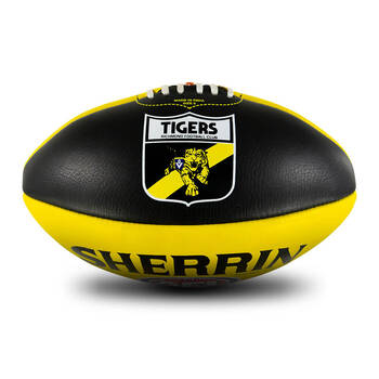 Sherrin AFL Team Leather Football - Richmond Tigers Size 5 Yellow & Black