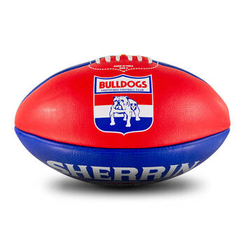 Sherrin AFL Team Leather Football - Western Bulldogs Size 5 Red & Blue