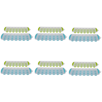 6x 2pc Appetito Easy Release 21 Cube Round Ice Tray Blue/Lime