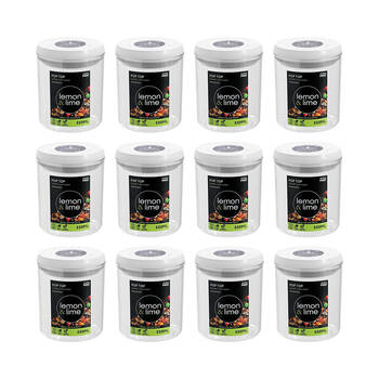 12PK Lemon & Lime Pop-Up Lid Pantry Container Round 550ml 10x10x12.5cm