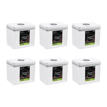 6PK Lemon & Lime Pop-Up Lid Pantry Container Rectangle 1L 14x10x12.5cm