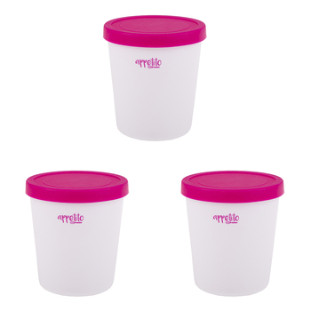 3PK Appetito Round Ice Cream Tub Home Kitchen Container 1L Pink