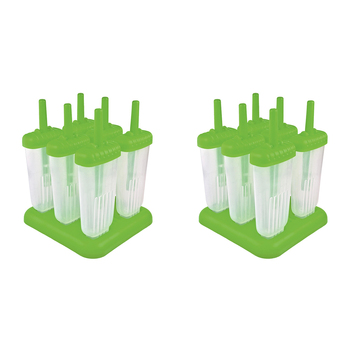2x 6pc Appetito Home Kitchen Groovy Ice Pop Mould Green 