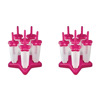 2x 6pc Appetito Home Kitchen Star Ice Pop Mould - Fuchsia