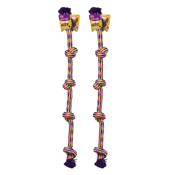 2PK Paws & Claws 105cm Extra Long Knotted Rope Pet Toy Assorted