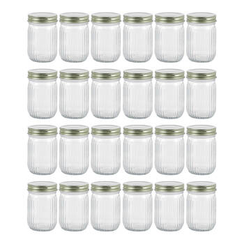 24PK Lemon & Lime Roma Ribbed Conserve Glass Jar with Lid 300ml