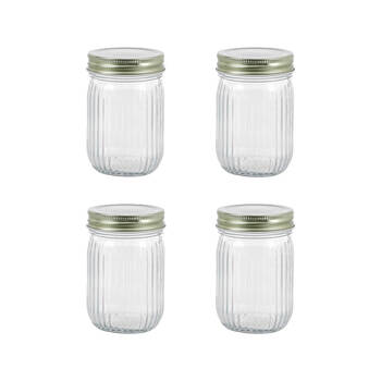 48PK Lemon & Lime Roma Ribbed Conserve Glass Jar with Lid 300ml