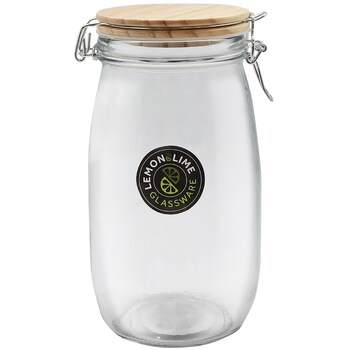 Lemon and Lime 1.5L/21.5cm Glass Clip Jar w/ Wooden Lid - Clear