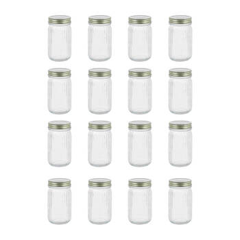16PK Lemon & Lime Roma Ribbed Conserve Glass Jar with Lid 450ml