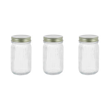 32PK Lemon & Lime Roma Ribbed Conserve Glass Jar with Lid 450ml