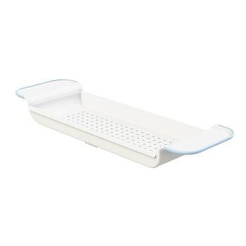 Madesmart Expandable Bath Tub Shelf/Tray Organiser 55x17cm - White/Blue