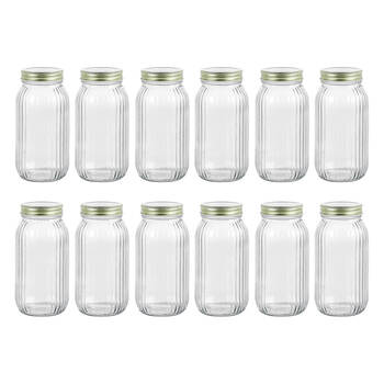 12PK Lemon & Lime Roma Ribbed Conserve Glass Jar with Lid 800ml