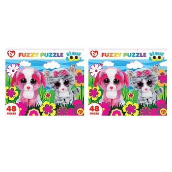 2x 48pc Beanie Boo Garden Buddies Fuzzy Jigsaw Puzzle 38x53cm
