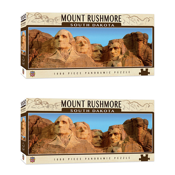 2x 1000pc Masterpieces Puzzle City Panoramic Mount Rushmore 33x99cm