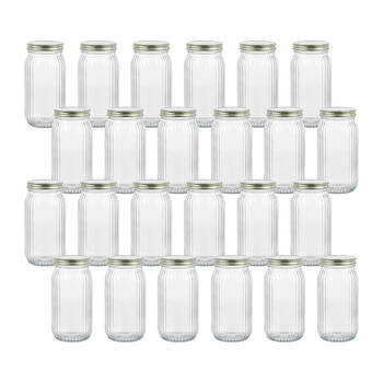 24PK Lemon & Lime Roma Ribbed Conserve Glass Jar with Lid 1L
