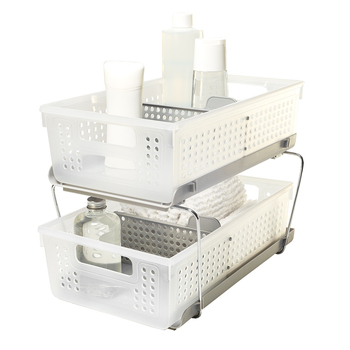 Madesmart Two Level Storage w/ Dividers Rect 37x23cm Grey