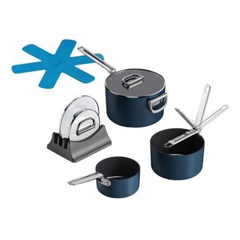 3pc Joseph Joseph Space Folding Handle Non-stick Saucepan w/ Lid Set