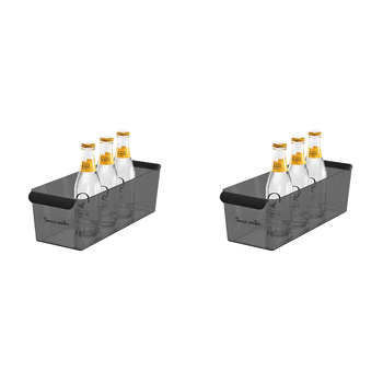 2PK Madesmart Narrow Deep Binn Kitchen Organiser Rectangle 36x13cm Carbon