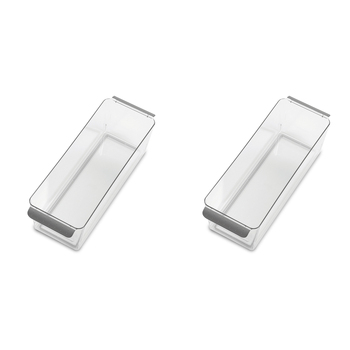 2PK Madesmart Narrow Deep Bin Kitchen Organiser Rectangle 36x13cm Grey