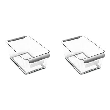 2PK Madesmart Short Deep Bin Kitchen Organiser Rectangle 26x15cm Grey