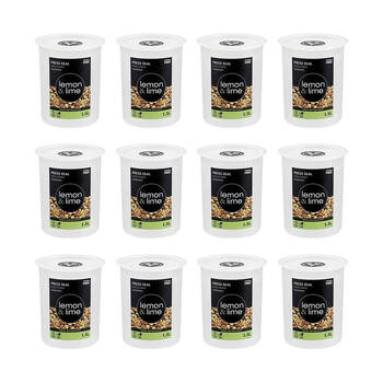 12PK Lemon & Lime Press Seal Food Storer Container 1.3L 13x13x15.5cm