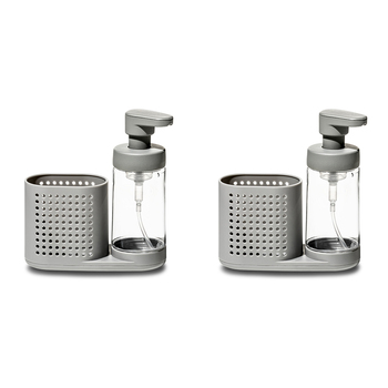2PK Madesmart Foaming Soap Station Dispenser/Compartment 296ml Grey