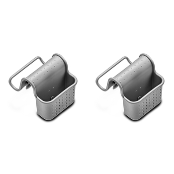 2PK Madesmart Large Sink Saddle Kitchen Organiser 12x14cm Grey