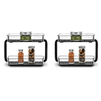 2PK Madesmart Clear 2-Tier Spice Organiser 26x18cm Rectangle Carbon
