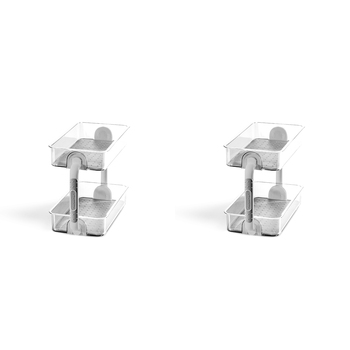 2PK Madesmart Clear 2-Tier Spice Organiser Rectangle 26x18cm Grey