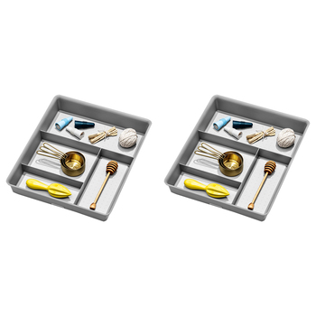 2PK Madesmart Junk Drawer Organiser Rectangle 37x30cm Soft Grey