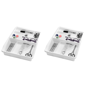 2PK Madesmart Basic Junk Drawer Organiser Rectangle 38x29cm White