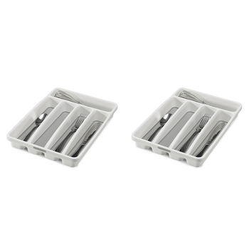 2PK Madesmart Mini 5 Compartment Cutlery Tray 32x23cm White