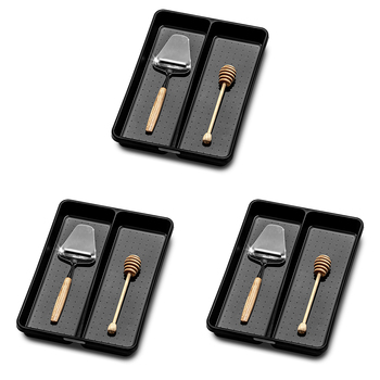3PK Madesmart Mini Utensil Tray Kitchen Organiser 32x23cm Black