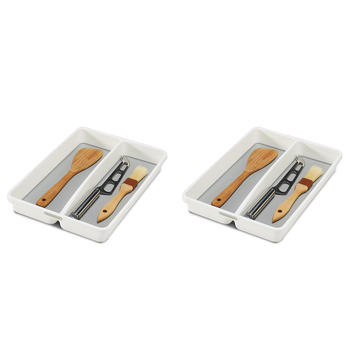 2PK Madesmart Mini Utensil Tray Kitchen Organiser 32x23cm White