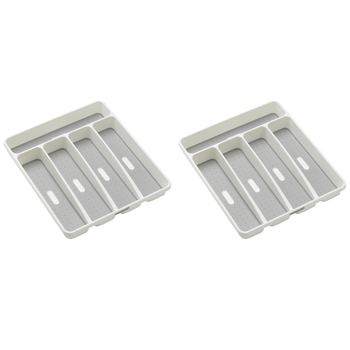 2PK Madesmart 5 Compartment Cutlery Tray 33x29cm White