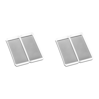 2PK Madesmart Large 2 Compartment Utensil Tray Rectangle 40x33cm White