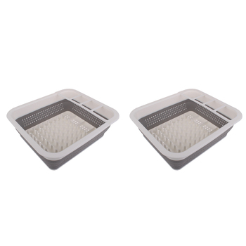2PK Madesmart Small Collapsible Dish Rack Kitchen Organiser 37x32cm White