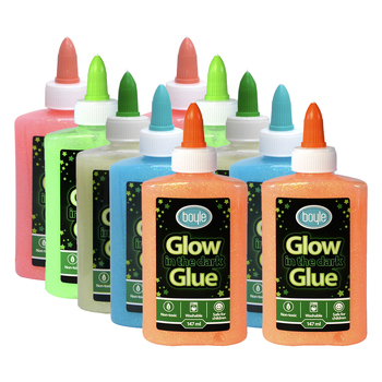 10PK Boyle Glow in the Dark Glitter Glue 147ml Assorted
