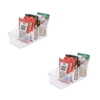 2PK D.line 4 Compartment Fridge/Pantry Packet Organiser 26.5x13cm - Clear