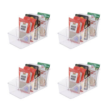 4PK D.line 4 Compartment Fridge/Pantry Packet Organiser 26.5x13cm - Clear
