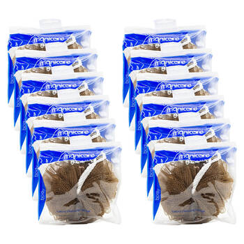 12PK Manicare Luxury Cleansing Exfoliating Body Sponge 9.5x14.5cm - Brown