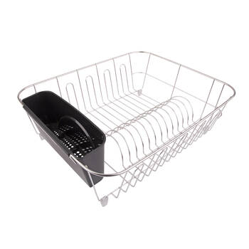 D.LINE Stainless Steel Kitchen Dish Drainer w/ Storage Caddy Large Black