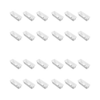 24PK Boxsweden Adjustable Drawer Tote Organiser Sleek Tray 25-38x9x7cm White