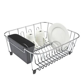 D.line Chrome/PVC Small Dish Drainer w/ Caddy 36.5x32cm - Charcoal
