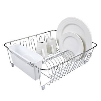 D.line Chrome/PVC Small Dish Drainer w/ Caddy 36.5x32cm - White