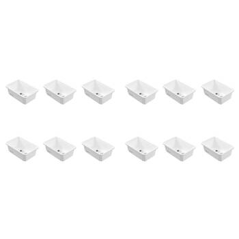 12PK Boxsweden Adjustable Drawer Tote Organiser Sleek Tray 18-29x12x7cm White
