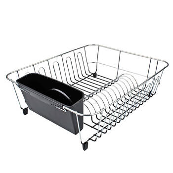 D.line Chrome/PVC Large Dish Drainer w/ Caddy - Black