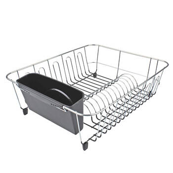 D.line Chrome/PVC Large Dish Drainer w/ Caddy - Charcoal